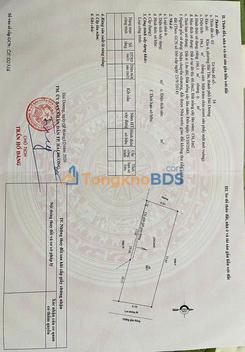 Đất nền Hải Dương Khu phố 6 200m² 3,6 tỷ - Sổ đỏ chính chủ