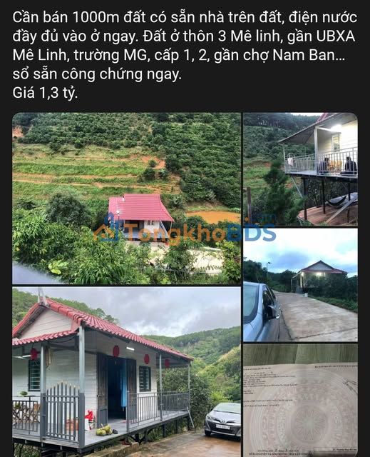 Đất thổ cư Thôn 3 Mê Linh 1000m² giá 1,3 tỷ - Sổ đỏ chính chủ