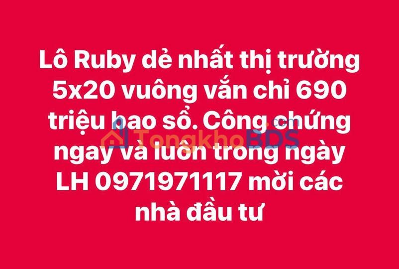Đất nền Ruby Yên Bình 100m² 690 triệu - Sổ đỏ chính chủ