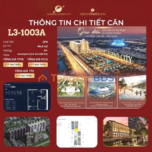Căn hộ Long Biên 46m² 2,6 tỷ Sunshine Legend City View đẹp