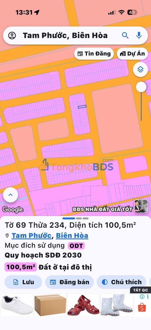 Đất nền Phường Tam Phước 100m² 2.2 tỷ - Đất thổ cư 100%
