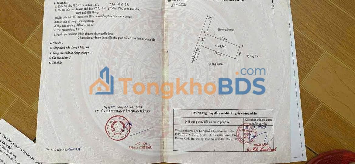 Đất Tân Vũ Tràng Cát 45m2 1,35 tỷ - Tiềm năng tăng giá