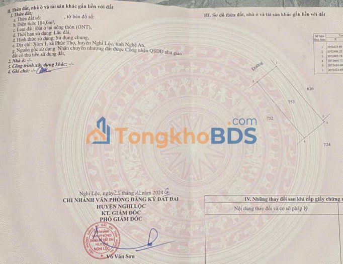 Đất Hưng Lộc Vinh 184m2 1.84 tỷ - Sổ đỏ chính chủ