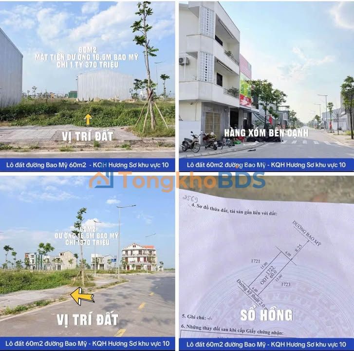 Đất nền Hương Sơ Huế 60m² 1,37 tỷ Sổ đỏ chính chủ