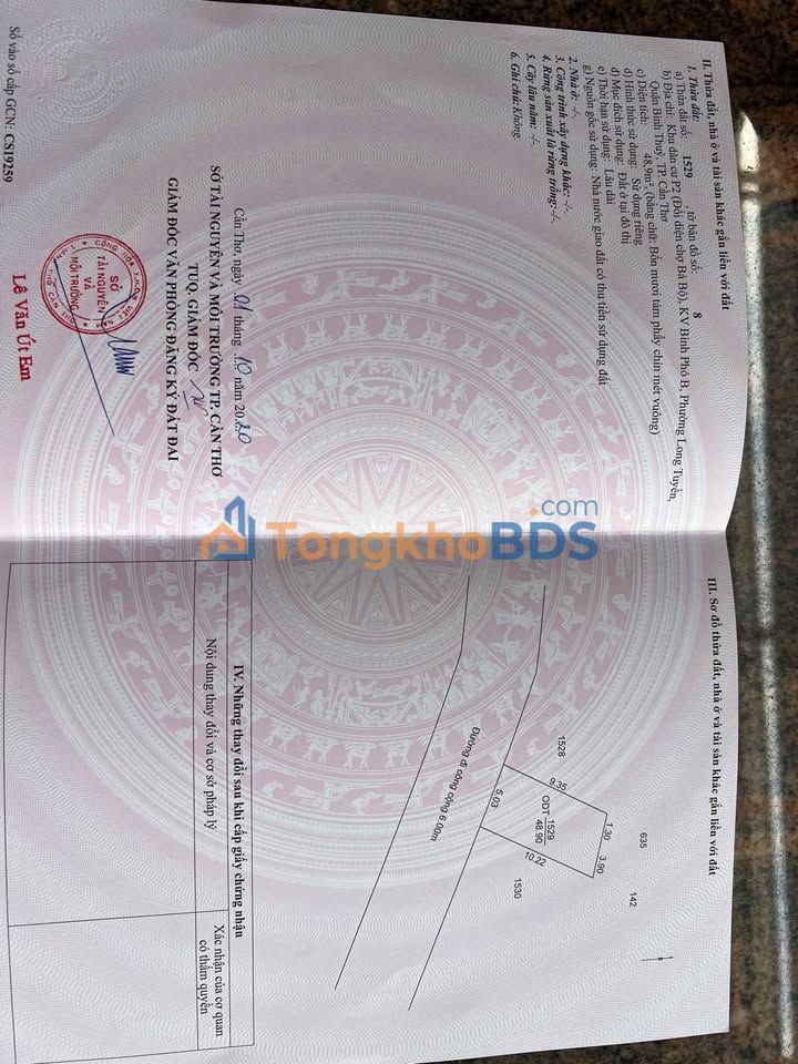 Đất thổ cư 50m² P.Lê Bình, Cần Thơ - Sổ hồng, gần Chợ Bà Bộ