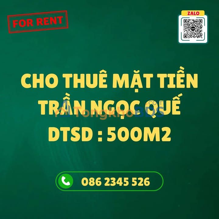 Nhà mặt tiền Trần Ngọc Quế 500m² 50tr/th - Mặt tiền kinh doanh