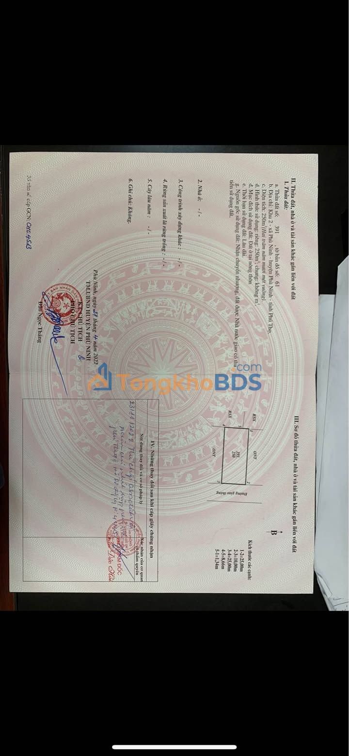 Đất nền Phù Ninh Phú Thọ 250m2 170-179 triệu - Chính chủ bán