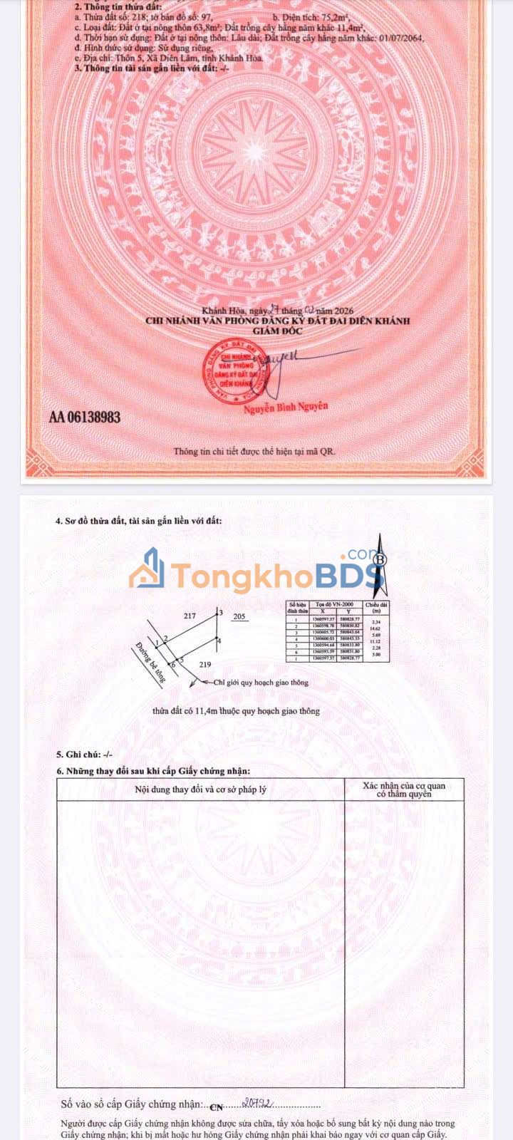 Đất Diên Toàn Diên Khánh 75m² 290 triệu - Tiềm năng tăng giá