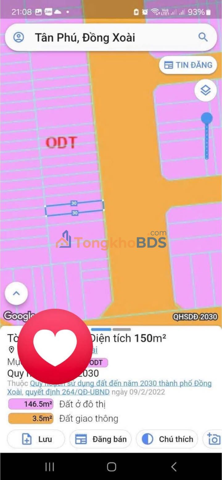 Đất nền Đặng Thai Mai Đồng Xoài 150m²/3 tỷ - Sổ đỏ chính chủ