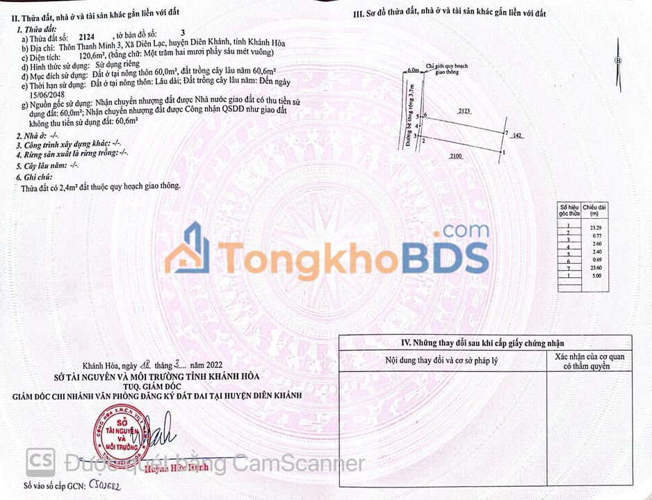 Đất nền Diên Lạc Diên Khánh 1.55 tỷ 120.6m² - Đường to ô tô