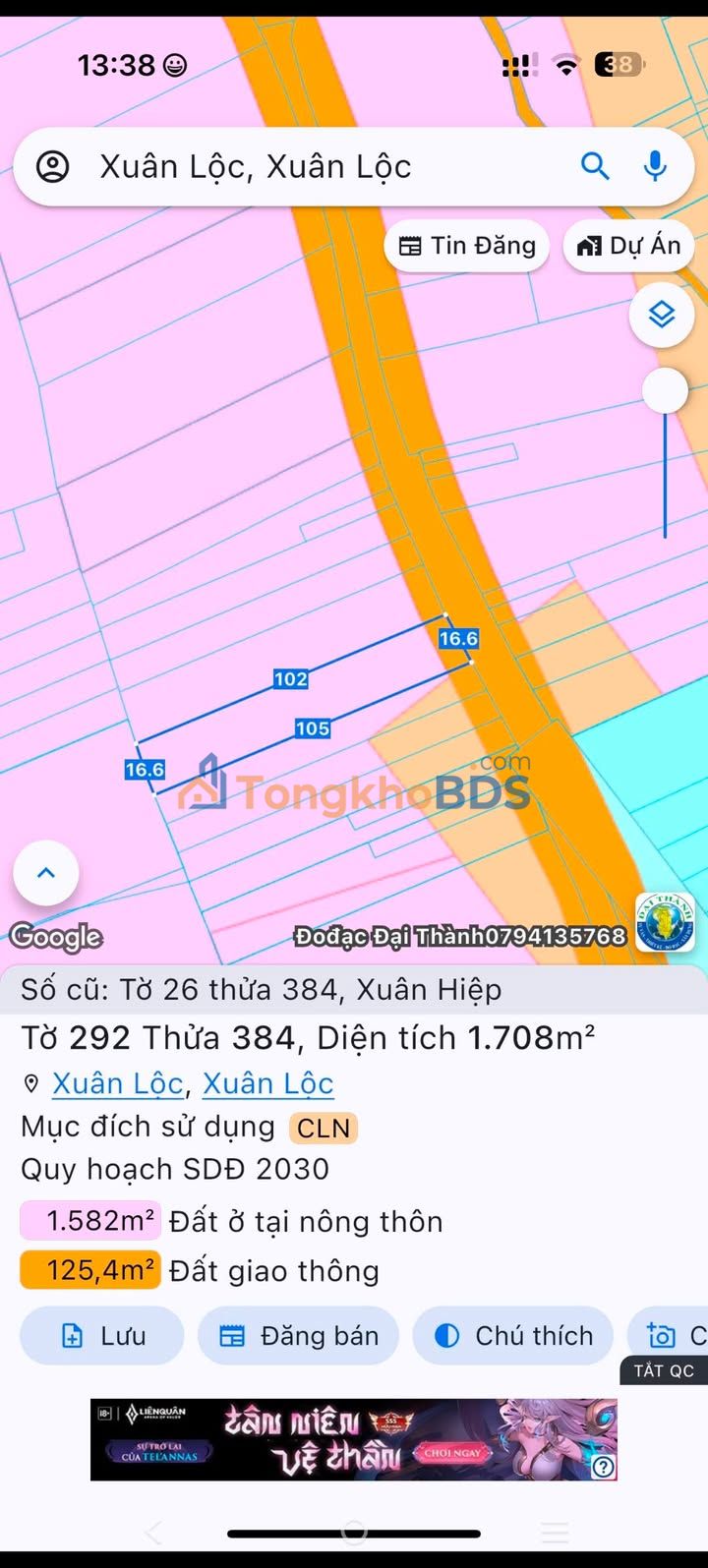 Đất Xuân Hiệp Xuân Lộc 1.700m² giáp Gia Ray - Đường to ô tô