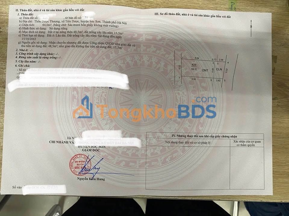 Đất nền Sóc Sơn 64m² 2 tỷ - Sổ đỏ chính chủ