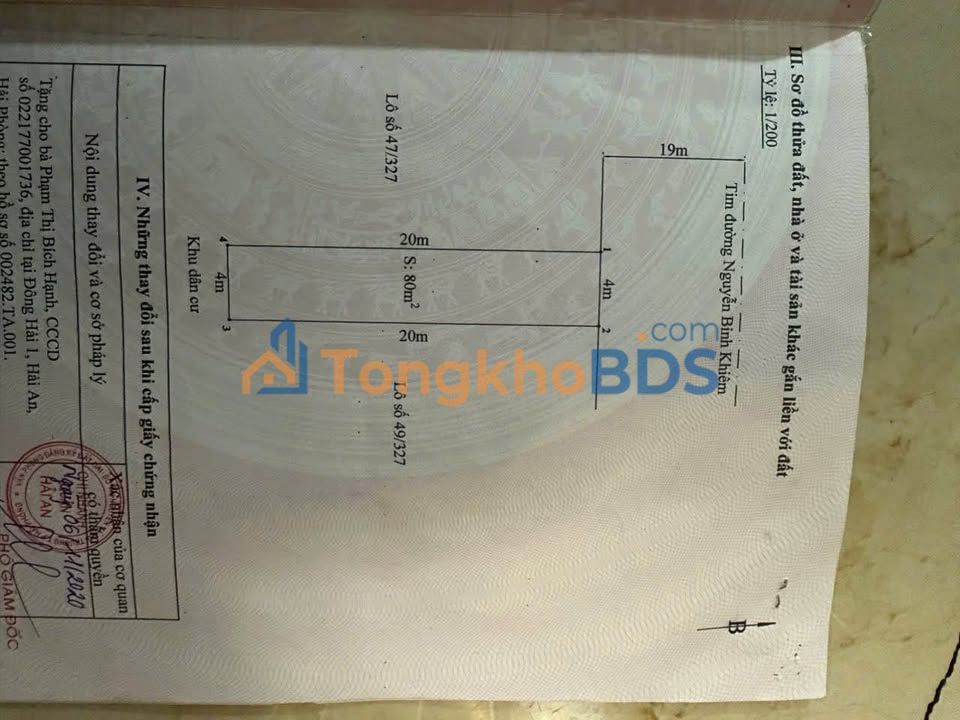 Đất nền Nguyễn Bình Khiêm Hải Dương 80m² 4.55 tỷ Sổ đỏ