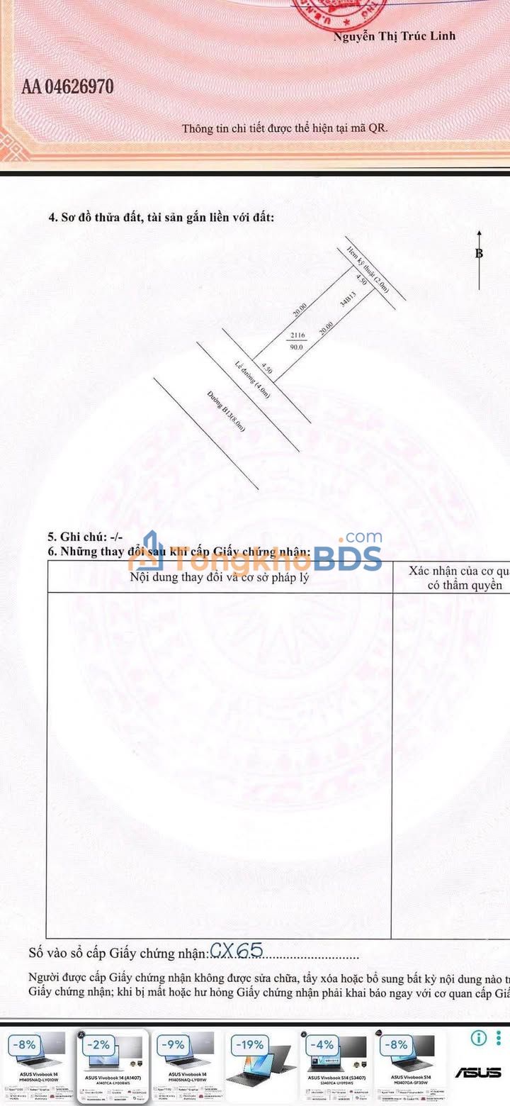 Đất Tân Phú B13 Ninh Kiều 90m2 1.7 tỷ - Sổ đỏ chính chủ