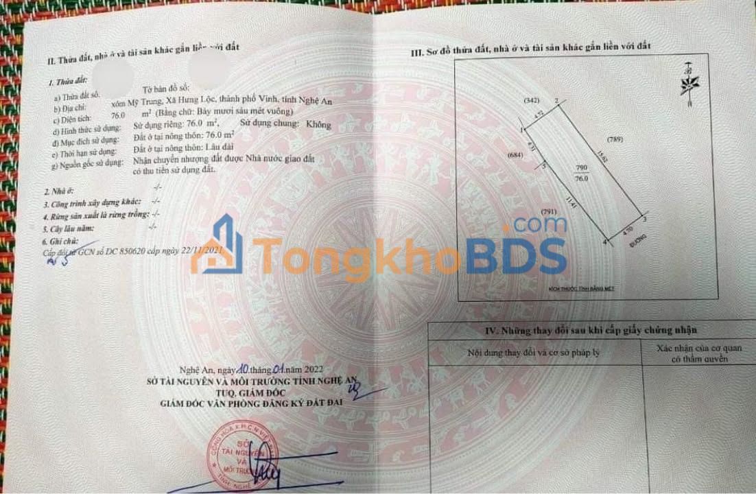 Đất nền Vinh Hưng Lộc 76m² 1 tỷ - Đất thổ cư 100%