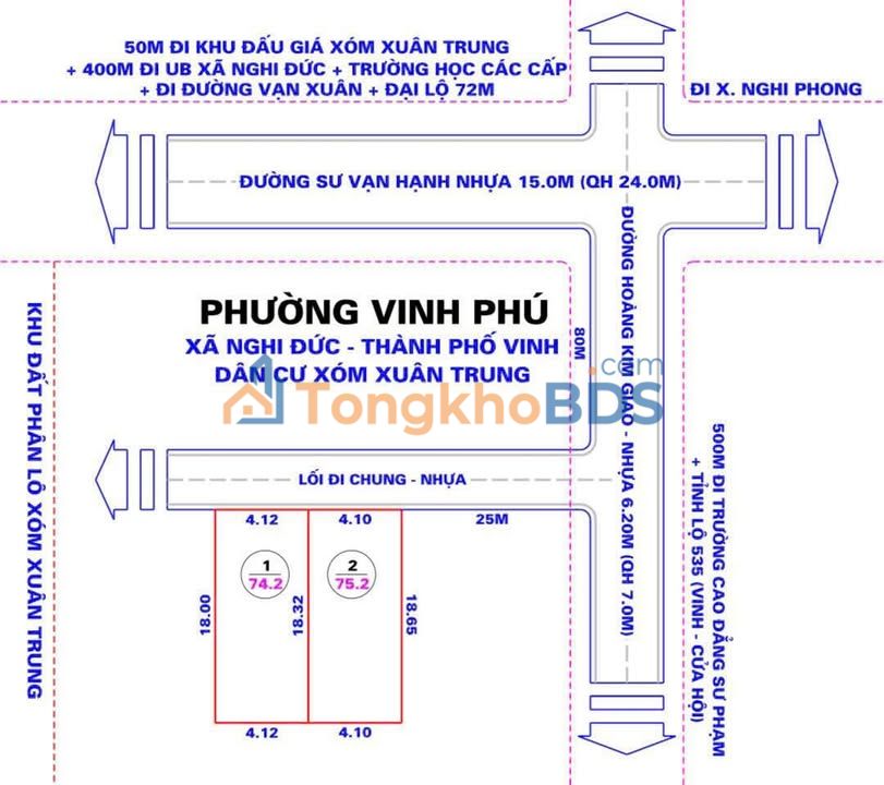 Đất Nghi Phú Vinh 74m² giá 2.25 tỷ - Giá tốt hiếm có