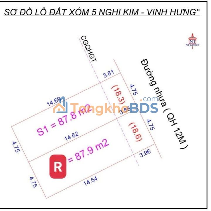 Đất nền Vinh Hưng Vinh 88m² 2.7 tỷ - Hạ tầng hoàn thiện