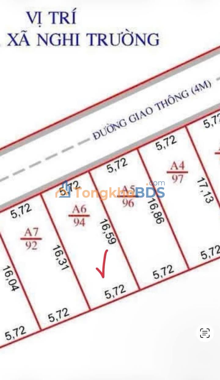 Land Đông Lộc Nghệ An 94m² giá 950 triệu - Sổ đỏ rõ ràng
