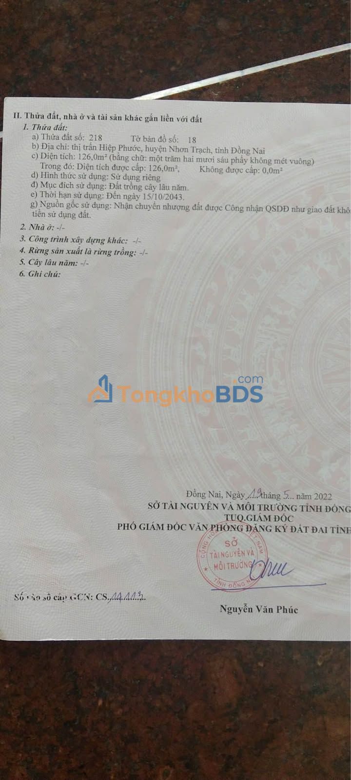 Đất nền Nhơn Trạch 126m² 1.1 tỷ - Sổ đỏ chính chủ