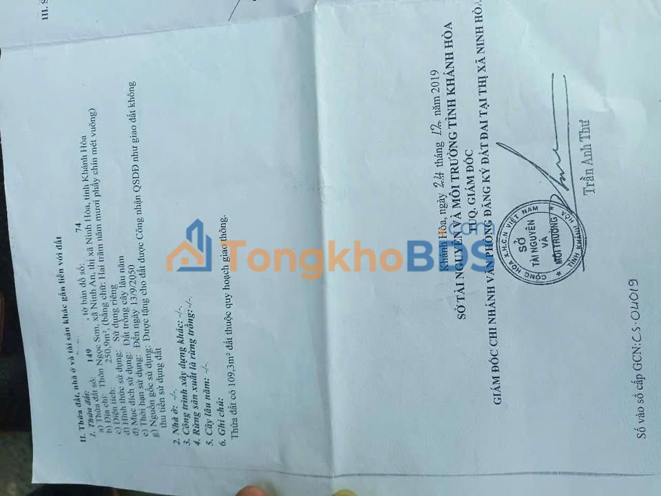 Đất nền Ninh Thọ Ninh Hòa 281m² 1.35 tỷ - Đất thổ cư 100%