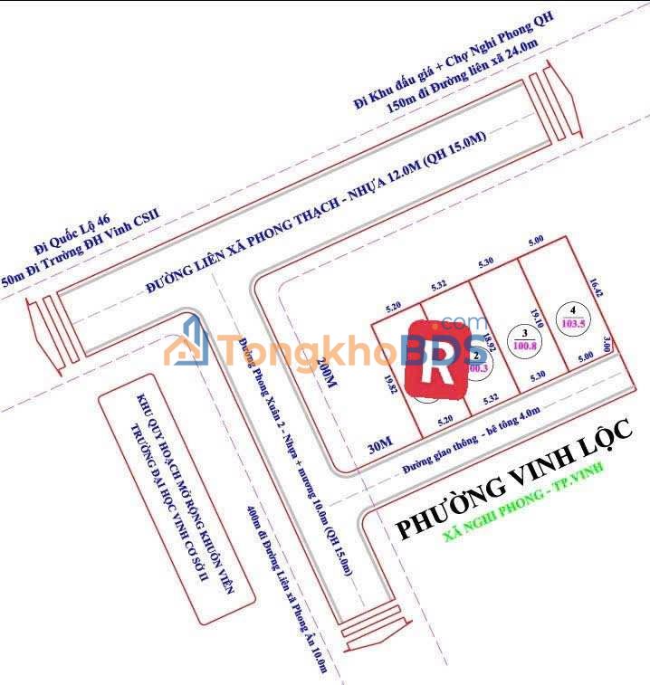 Đất nền Hưng Lộc, Vinh 100.8m² - Sổ đỏ full thổ cư, gần TTHC tỉnh