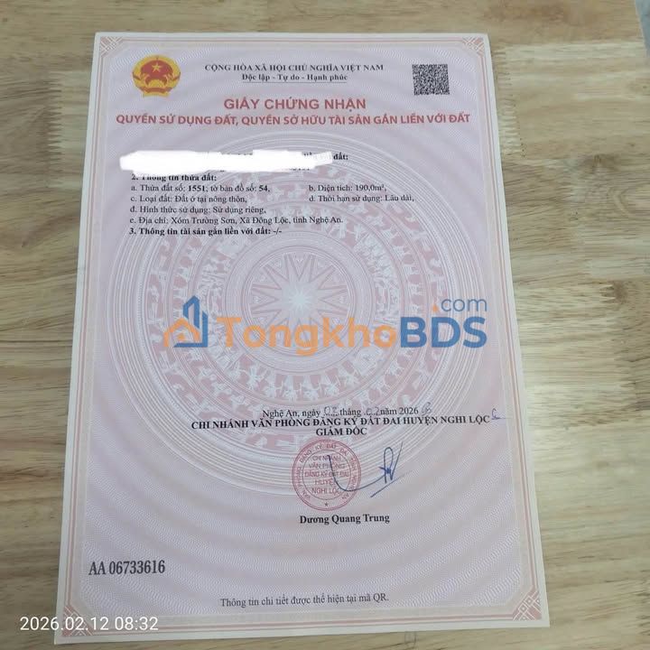 Đất nền Nghi Trung Nghi Lộc 190m² 3 tỷ - Sổ đỏ chính chủ