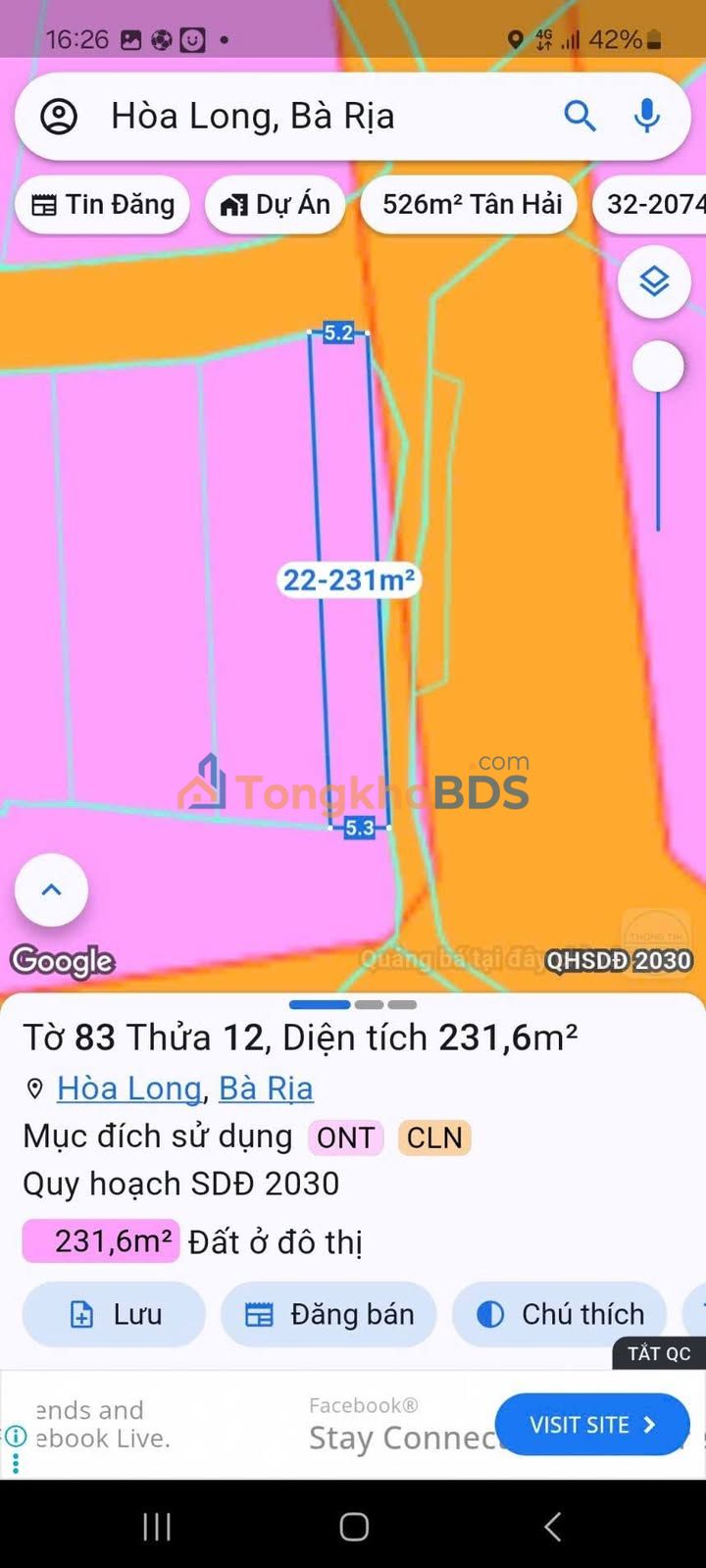 Đất nền Bà Rịa 231m² giá 2.1 tỷ - Sổ đỏ chính chủ