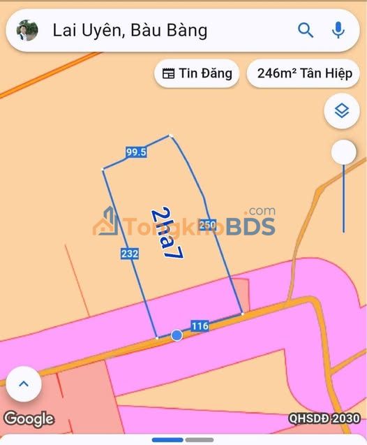 Đất nền Lai Uyên Bàu Bàng 2.7ha đầu tư - Sổ đỏ chính chủ