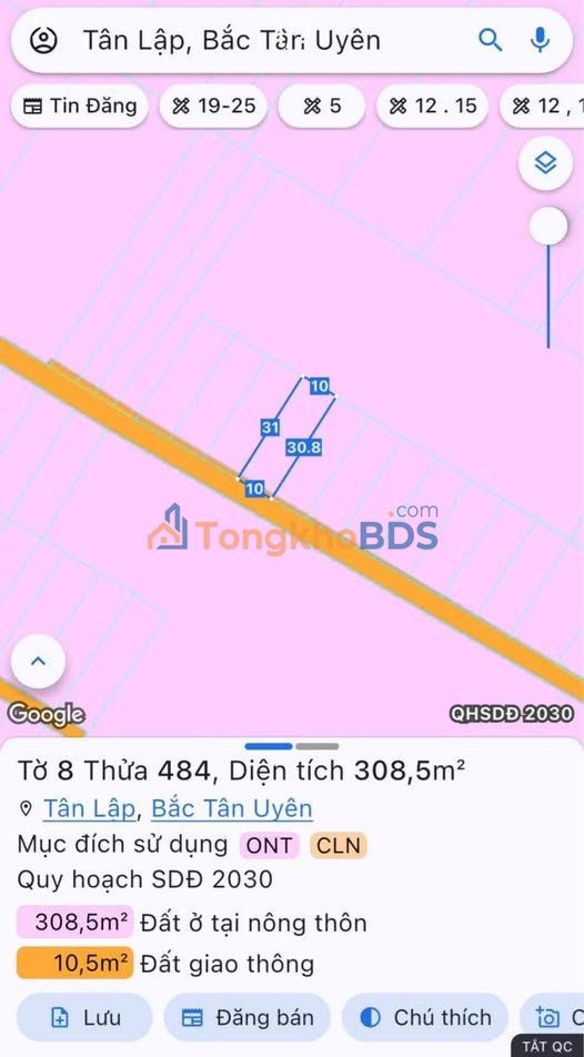 Đất nền Tân Lập Bắc Tân Uyên 248m² 2 tỷ - Sổ đỏ chính chủ