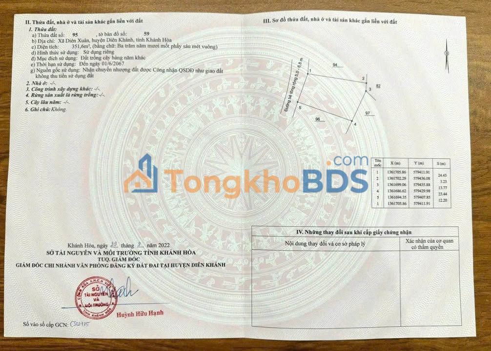 Đất nền Diên Toàn Diên Khánh 350m² - Sổ đỏ chính chủ