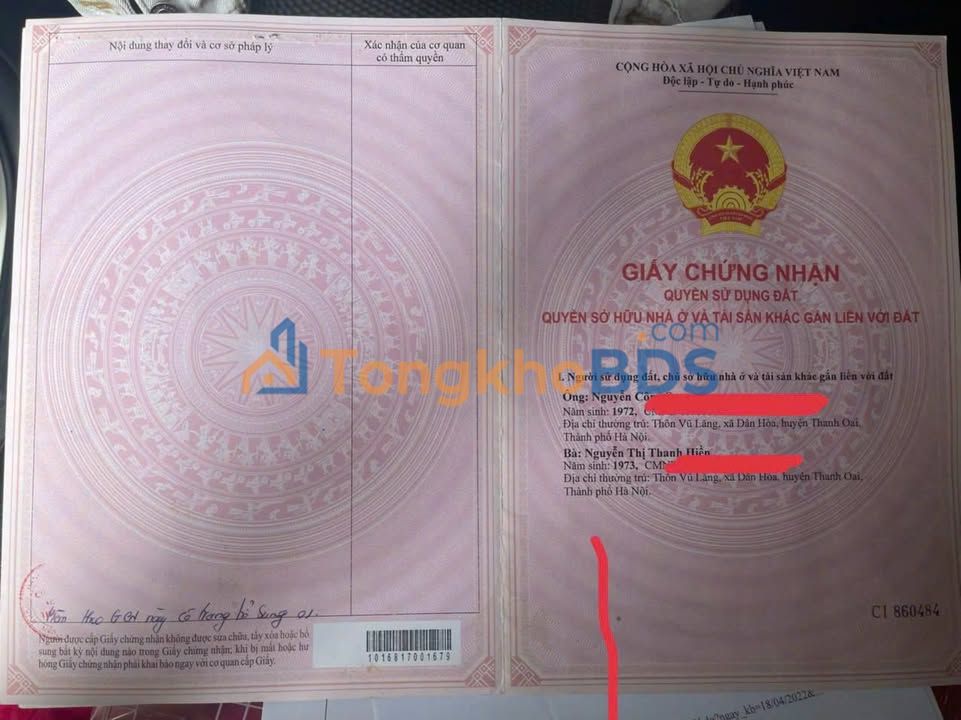 Đất nền Dân Hòa Chương Mỹ 227m² 12.485 tỷ - Sổ đỏ chính chủ