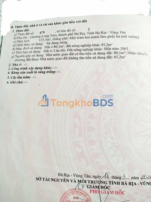 Đất nền Long Tâm Bà Rịa 95m² giá thỏa thuận - Đường ô tô vào