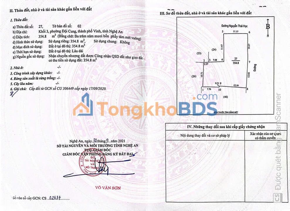 Đất nền Thành Vinh 355m² thỏa thuận - Sổ đỏ chính chủ