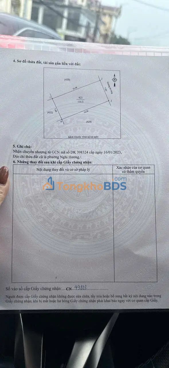 Đất nền Nghi Hương 114m² giá 1 tỷ - Tiềm năng tăng giá