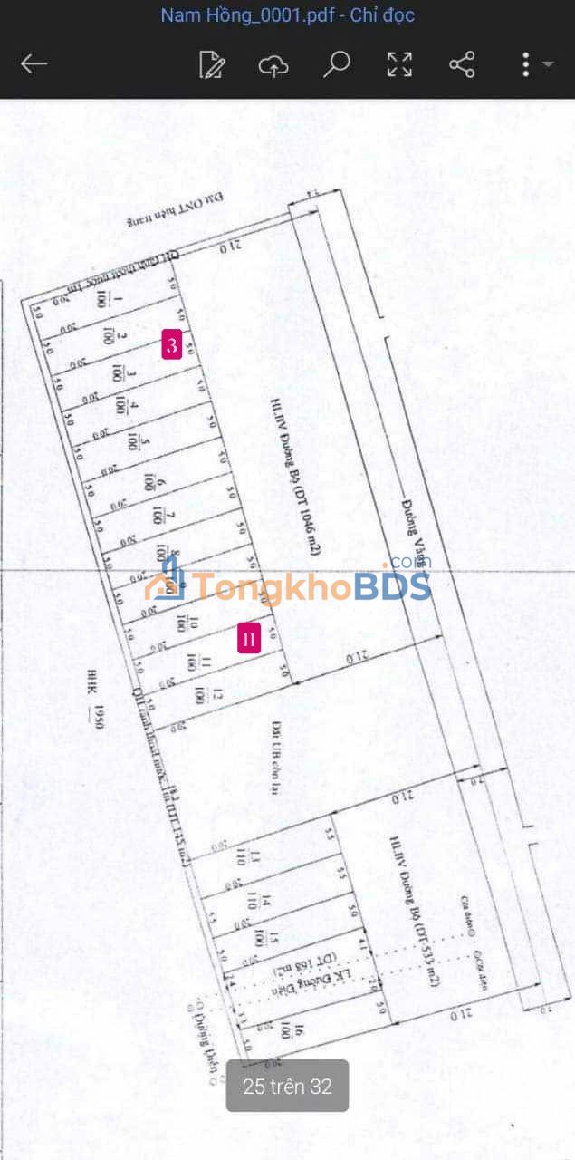 Đất nền Nam Hồng đường Vàng 100m² - Xây dựng tự do