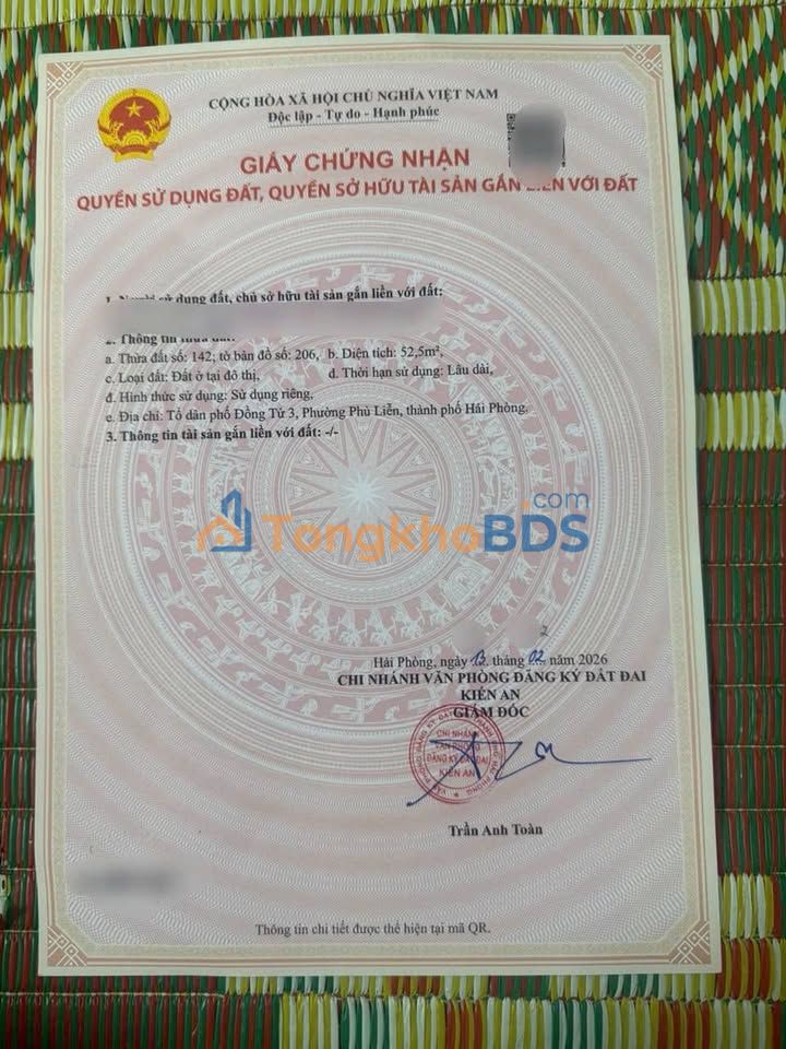 Đất Đồng Tử 3 Phù Liễn Kiến An 52m2 1 tỷ - Sổ hồng chính chủ