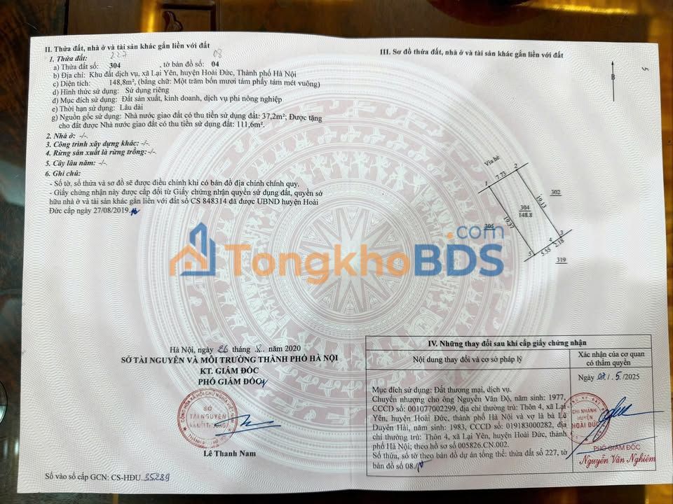 Đất nền Lại Yên Hoài Đức 148m² giá thỏa thuận - Sổ đỏ chính chủ