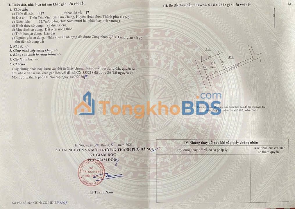 Đất nền Kim Chung Hoài Đức 53m² 6 tỷ - Giá tốt hiếm có