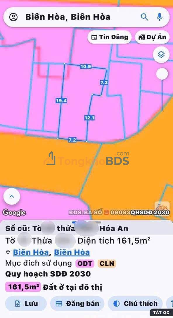 Đất Hóa An Biên Hòa 161m² 3.45 tỷ - Sổ đỏ chính chủ