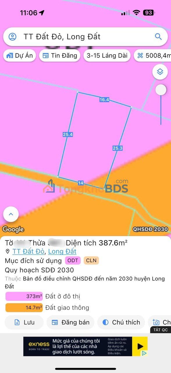 Đất nền Thị trấn Đất Đỏ 388m² 1 tỷ - Sổ đỏ chính chủ