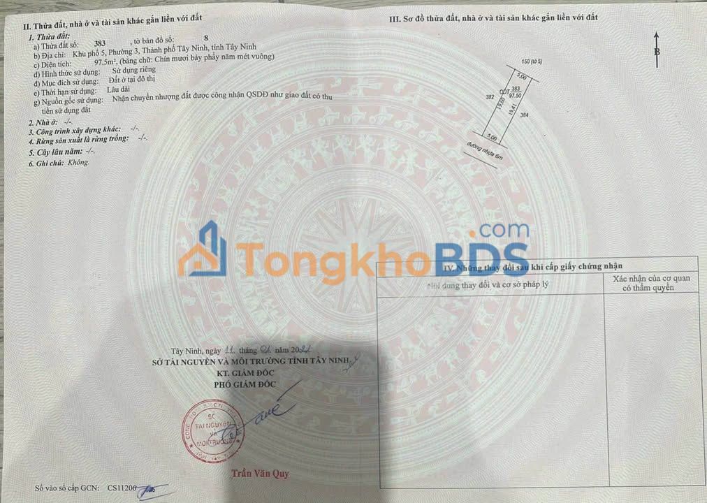 Đất thổ cư Phường 3 Tây Ninh 98m² 2.35 tỷ - Hạ tầng hoàn thiện