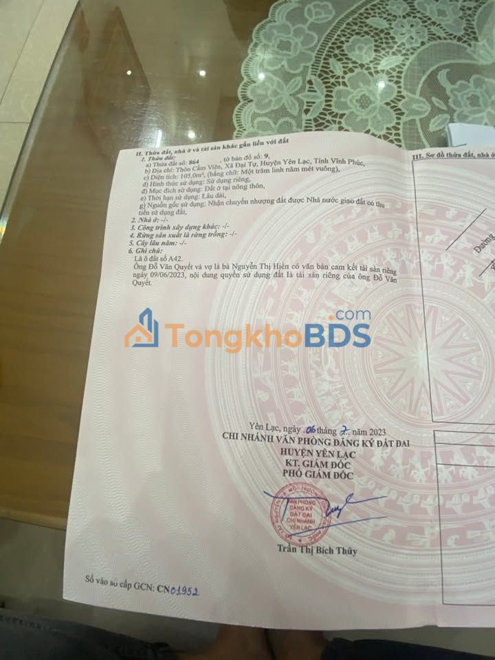 Đất nền Thị trấn Yên Lạc 105m² giá 2.1 tỷ - Sổ đỏ chính chủ