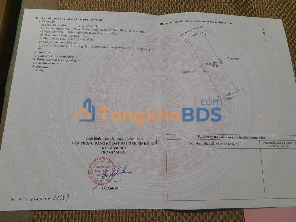 Đất nền Tân Thanh 99m² 4 tỷ - Sổ đỏ chính chủ