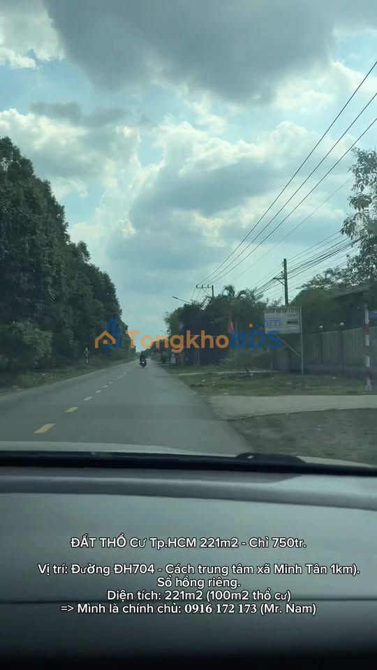 Đất thổ cư Dầu Tiếng 221m² - Sổ hồng riêng, giá đầu tư 750 triệu