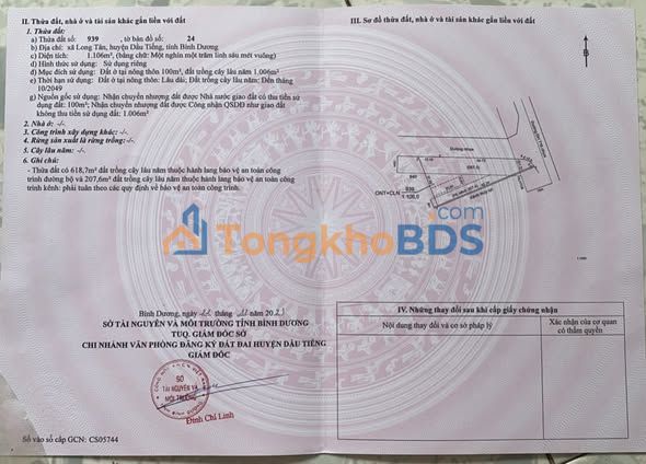 Đất Long Tân Dầu Tiếng 1.001m² giá 1 tỷ - Sổ đỏ chính chủ, đầu tư lập tức