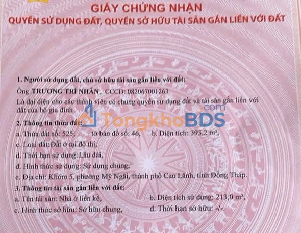 Nhà phố Cao Lãnh 393m² giá 9,5 tỷ - Mặt tiền kinh doanh