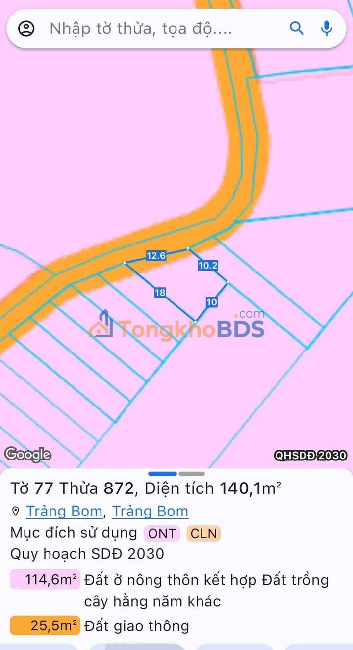 Đất nền Trảng Bom Sông Trầu 140m² 865 triệu - Sổ đỏ chính chủ