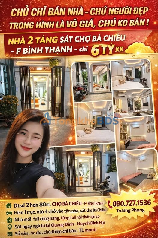 Nhà Phường 12 Bình Thạnh 80m² giá 6 tỷ - Ô tô vào tận nhà