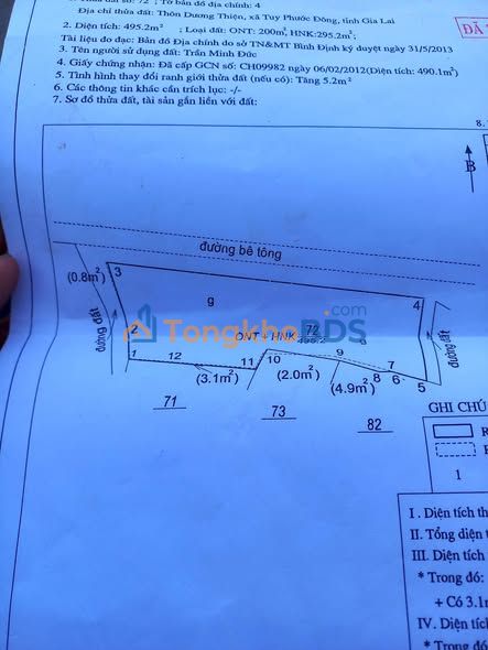 Đất nền Phước Sơn Tuy Phước 490m² 1.8 tỷ - Sổ đỏ chính chủ