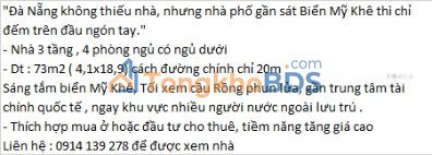 Nhà 3 Tầng 73m² Gần Biển Mỹ Khê, Đà Nẵng - Giá 9 Tỷ